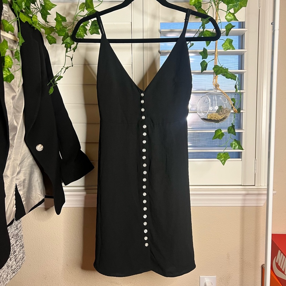 Urban Outfitters Button Down Shift Mini Dress Black XS